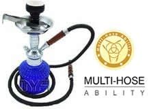 MYA SARAY QT 14” COMPLETE HOOKAH SET: Portable Modern Hookahs with multi hose capability from a Single Hose shisha pipe to 2 Hose narguile pipes (Grey Hookah)