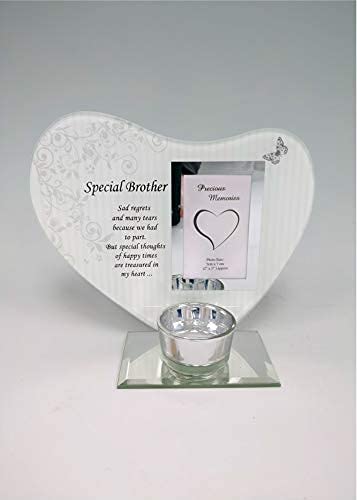 OnlineStreet David Fischhoff Special Heart-Shaped Plaques and Tealight Holders - Remembrance Memorials With Special Sentimental Messages for Your Loved Ones (Brother)