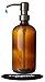 Industrial Rewind Amber 8oz Glass Soap Dispenser with Gun Metal Bronze Soap Pump - Soap or Lotion Bottle