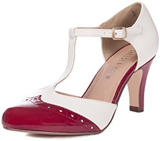 Chelsea Crew Gatsby Vintage Wingtip T-Strap Two Tone Mary Jane Pump Heel