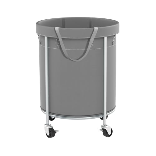 Aduanbang 170L Laundry Basket with Wheels, Rolling Hamper with Removable Bag & Steel Frame, Round Laundry Cart with 4 Casters & 2 Brakes, Ideal for Bedroom, Bathroom & Laundry Room at Amazon