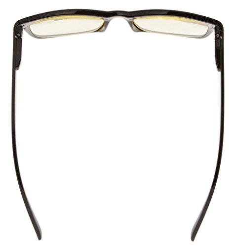Reduce Eyestrain,Anti Blue Rays,Spring Hinges Unisex Computer Reading Glasses(Black,Amber Tinted Lenses) +1.25