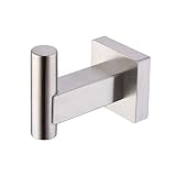 KES SUS 304 Stainless Steel Coat Hook Single Towel/Robe Clothes Hook for Bath Kitchen Garage Heavy Duty Contemporary Square Style Wall Mounted, Brushed Finish, A2260-2