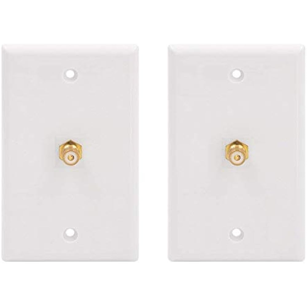 2Pack Single RCA Connector Wall Plate For Subwoofer Audio PortWhite