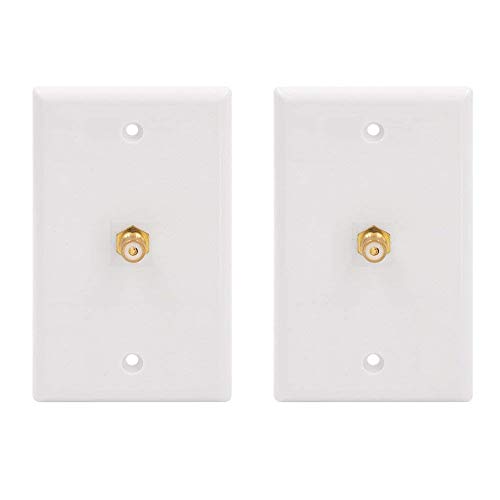 VCE 2-Pack Single RCA Connector Wall Plate for Subwoofer Audio Port-White