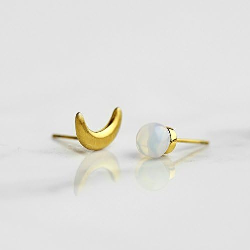 Gold Crescent Moon Earrings Moonstone Earring Girlfriend Gift Valentine's Day Gifts for Her Teen Girl Gifts