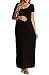 Jinson Women's Basic Maternity Soild Short Sleeve Long Maxi Dress Vestido with Empire Waist for Pregnancy