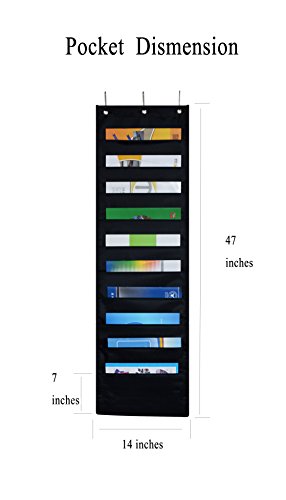 Kruideey Premium Hanging Wall File Organizer,Cascading Wall Organizer Best Pocket Chart for Home Organization, School Pocket Chart, Office Bill Filing .Easy Wall Storage Pocket Chart Black (1pack) - Thumbnail 6