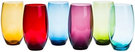 MONDICCI High Ball Tumbler Assorted Colored Drinking Glasses Set of 6