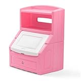 Step2 Lift and Hide Bookcase Toy Box Storage Chest for Kids - Durable Plastic Bookshelf Toys Organizer, Pink