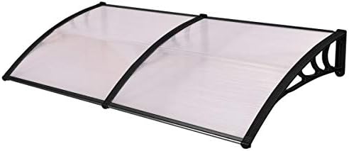 LHONE 40"x 80" Window Awning Exterior Aluminum Modern Polycarbonate Cover Front Door Outdoor Patio Canopy Sun shetter 3 Colors (Black)