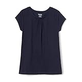 French Toast Big Girls' Short Sleeve Crew Neck T-Shirt, Navy, 10/12
