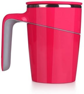 YYY Suction Coffee Tea Cups, Double Wall Insulated Stainless Steel Cup Vacuum Insulated Mug, Fall Over Prevention Spill Proof Cup With Handle, GOOD for Christmas &amp; Birthday GIFT 15Oz (RED)