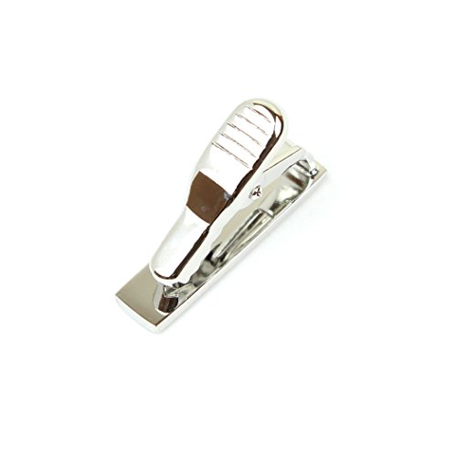 Mens Tie Clip Metallic Finish Super Slim- Vintage Style Modern Design Perfect for Skinny Ties (Silver Tone)