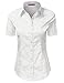 LA BASIC Womens Short Sleeve Button Down Collared Shirts WHITE S