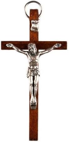 Small Brown Wood Crucifix.8cms high Wood Cross. Christ on the Cross