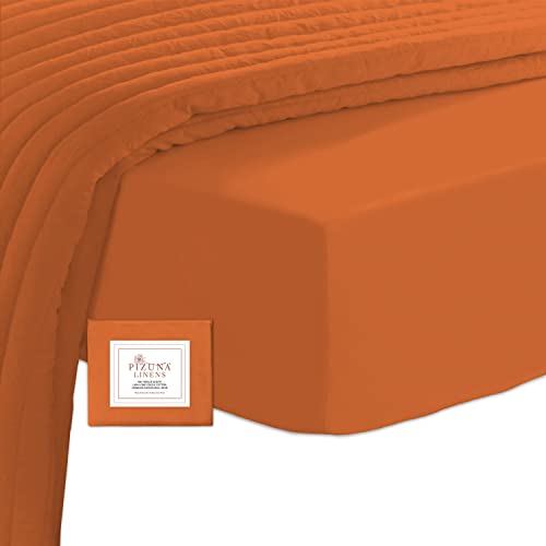 Pizuna Spannbettlaken 150x200 Baumwolle Gebranntes Orange 400 Fadenzahl