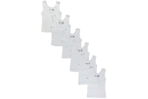 Bambini Rib Knit White Sleeveless Tank Top Shirt 6-Pack by Miracle USA