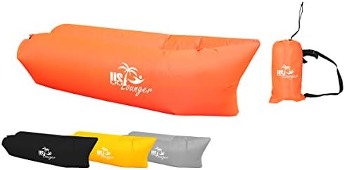 US Lounger Dark Orange Fast Inflatable Portable Outdoor or Indoor Wind Bed Lounger, Air Bag Sofa, Air Sleeping Sofa Couch, Lazy Bed for Camping, Beach, Park, Backyard