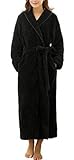 Urban CoCo Women's Super Plush Microfiber Fleece Bathrobe Robe with Side Pockets