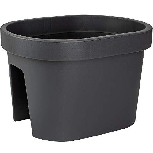 alles-meine.de GmbH Blumentöpfe - Modell & Farbwahl - 5 Stück Geländer Blumenkästen - schwarz - LANG - oval - 40 cm…