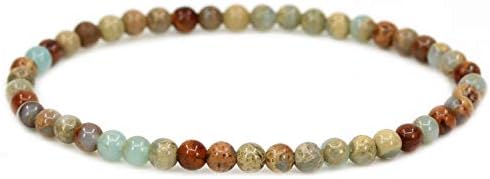CHENYUEHandmade Gem Semi Precious Gemstone 4mm Round Beads Stretch Bracelet 7" Unisex