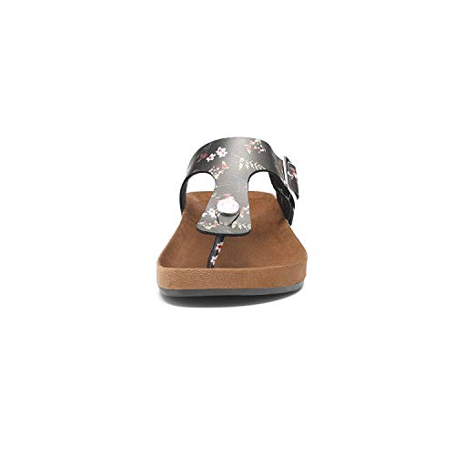 Women's T-Strap Thong Sandals Buckle Slip On Flip-Flops Beach Casual Platform Footbed Slippers (7, Multicolor)