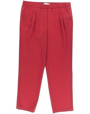 Calvin Klein Womens Petites Matte Jersey Double Pleat Straight Leg Pants