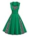 KILLREAL Women's Rockabilly A-Line Polka Dot Print Cocktail Vintage 50s Style Party Dress Green Medium
