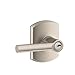 Schlage F51A BRW 619 GRW Broadway Lever with Greenwich Trim Keyed Entry Lock, Satin Nickel