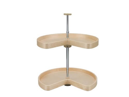 28in Kidney Banded Wood Lazy Susan 2-Shelf Set