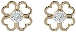9ct yellow gold four-leaf clover lucky CZ Andralok stud earrings. Gift box