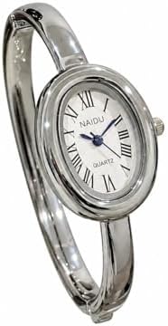 Geneva Platinum Wavy Face Ladies Bangle Watch Silver Small Size Oval Face Geneva Women main image 3
