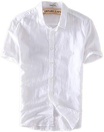 dffg455u Men's Short Sleeve Linen Cuban Camp Guayabera Shirt