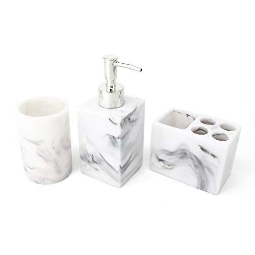 LUANT Resin Marble Style Bathroom Soap Dispenser, Toothbrush Holder and Tumbler