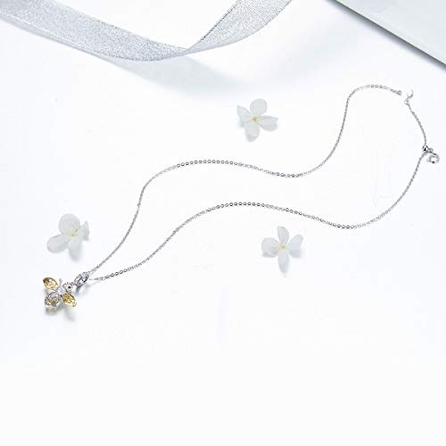 BAMOER Bee Charm Sterling Silver Charm Honey Bee Bracelet Necklace Lovely Lucky Charms Pendant Bee DIY Jewelry for Women