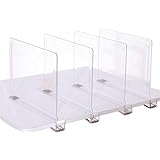 Sooyee 4 PCS Beautiful Acrylic Shelf Dividers, Perfect Perfect for Closets Kitchen Bedroom Shelving Organization to Organize Clothes Closet Shelves, Books,Towels and Hats, Purses Separators,Clear