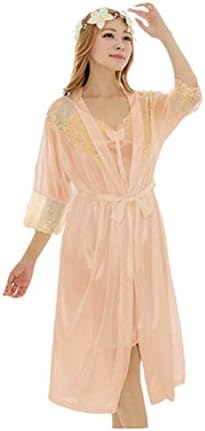 Lolidolls QM2085 Women's Galaxy Lace Trim Nightgown , Robe Set Apricot