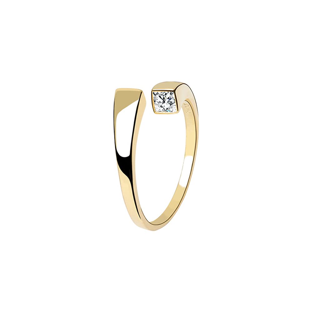 chengxun Minimalist Wrong Edge Inlaid Zirconia Open Ring Women's Party All-match Ring for Friends