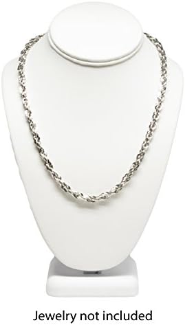 Novel Box White Leatherette Bust Stand Jewelry Necklace Display 6.5x4x10 Inches - Freestanding Travel Necklace Holder Stand - Necklace Mannequin Organizer Stands - Necklace Displays Medium