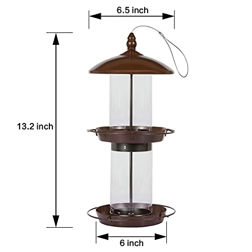 Jardim Outside Wild Bird feeders That Attach to Window Stand for Garden Yard Outdoor Hanging Decor(2 Tiers)