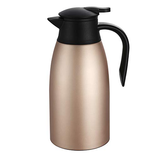 Insulated Vacuum Jug 2 Litre Stainless Steel Double Walled Vacuum Coffee Pot Insulated Coffee Tea Carafe, Hot & Cold Drinks Dispenser, Drip-Free (Rose Gold)