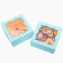 Light Blue Bakery Boxes with Window 4x4x2.5 inches