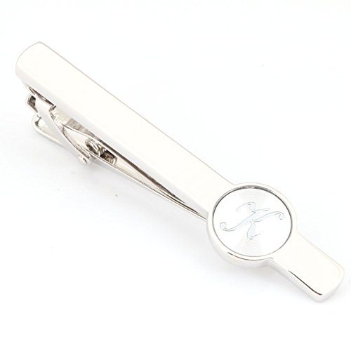 Men's Fashion Necktie Tie Clips Bar Silver Initial Letter A-Z (K)