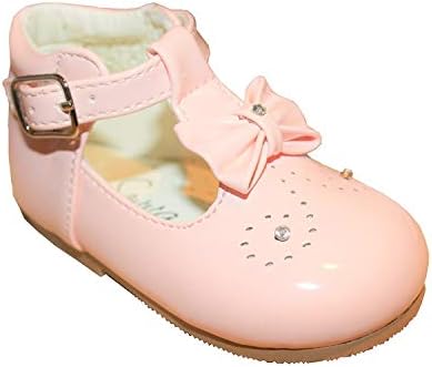 Sevva Baby Infant Girls Spanish Style Patent First Walking Shoes Diamante & Bow Trim Sizes 2 3 4 5 6