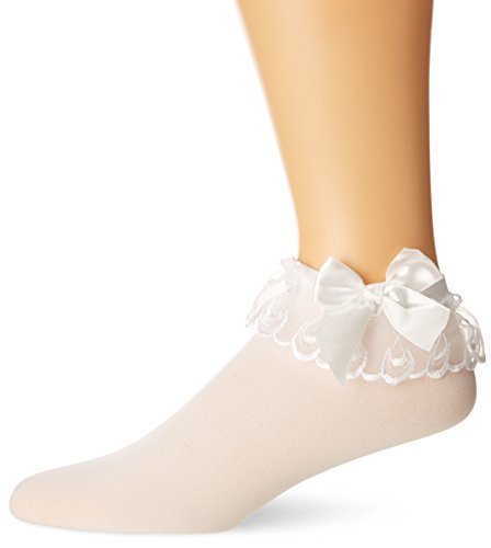 Leg Avenue Women's Stocking Bow and Lace Ruffle, White, One Size