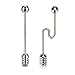 2 Pieces Honey Dipper Sticks Stainless Steel, Straight and Curved Honey Spoon Wand Stirrer for Honey Pot Jar Containers-6.3 Inch