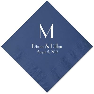 Personalized Navy Wedding Cocktail Napkins, set of 100