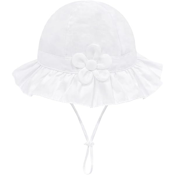 Baby Sun Hat With Bows – UPF 50+ Wide Brim Bucket Hat For Infants & Toddlers, Adjustable Chin Strap, Foldable For Travel