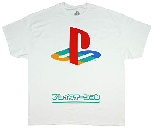Sony Playstation Gaming Classic Logo Men's T-Shirt (4X-Large) White